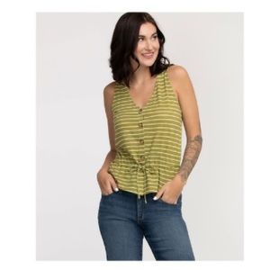 New Cleo Stripe Cotton Sleeveless Button Down Blouse Top Size XL